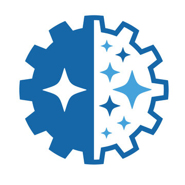 Gear with AI star Artificial Intelligence, abstract simple design logo Vector Illustration.