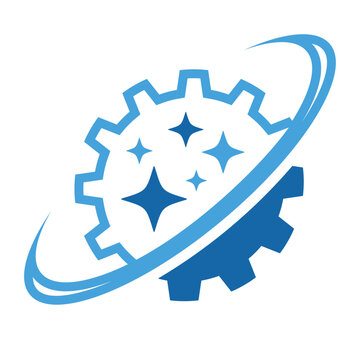 Gear with AI star Artificial Intelligence, abstract simple design logo Vector Illustration.