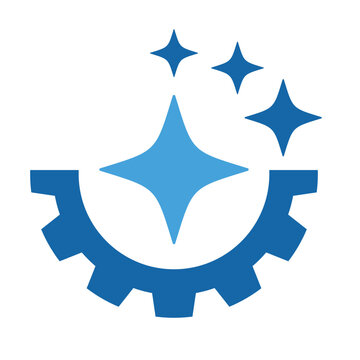 Gear with AI star Artificial Intelligence, abstract simple design logo Vector Illustration.