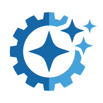 Gear with AI star Artificial Intelligence, abstract simple design logo Vector Illustration.