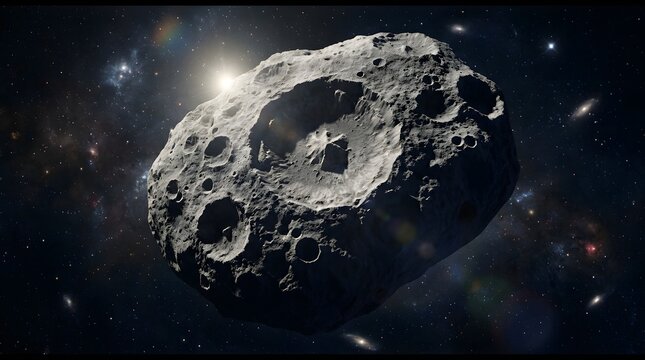 Asteroid floating in deep space