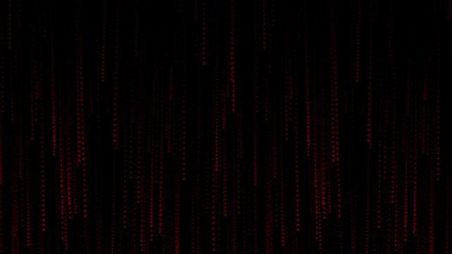 Digital Rain Abstract red Code Streaming Background. A backdrop of cascading digital rain, with neon red matrix-style code falling in waves. 4k video...
