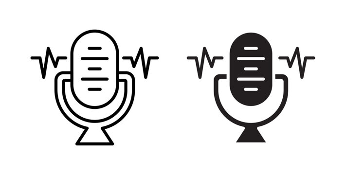 Voice recognition icon flat outline in black