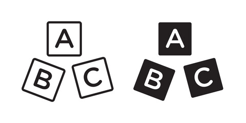 Abc icon flat outline in black © Warpiya