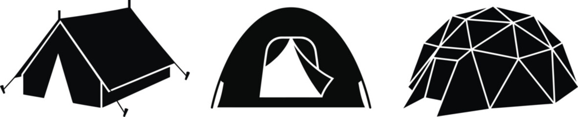 Various camping tent styles for outdoor adventure and shelter © MDSOFIUL