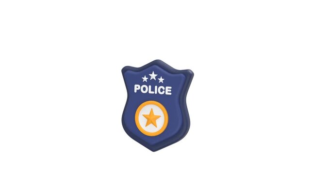 Police Badge icon 3d rendering animation on 4k