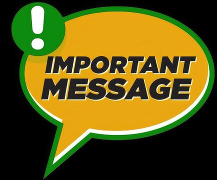 Important message speech bubble with exclamation mark