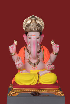 Lord Ganesha or Ganapati Idol, Hindu God, Hindu deity, Ganesh festival, Pune, Maharashtra, India.