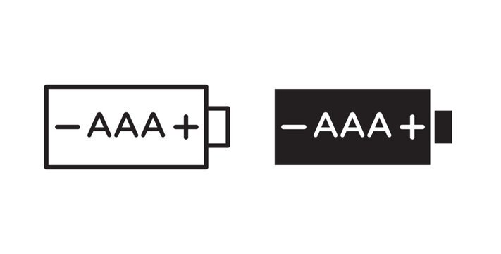 AAA battery icon flat outline in black