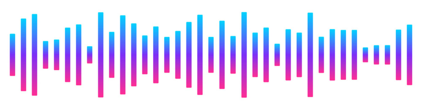 Podcast Audio Wave Graphic PNG, Gradient Sound Bars in Blue Purple Pink, Transparent Overlay
