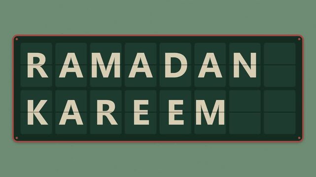 Dynamic Split-Flap Display Showing A Festive Ramadhan Kareem Greeting Message Action