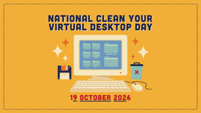 National clean your virtual desktop day poster with computer illustration