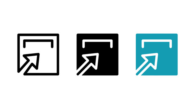 Set of Three Simple Square Pointer Cursor Icons for Native Advertising