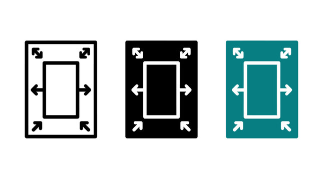 Page margins and document layout vector icon design set with arrows