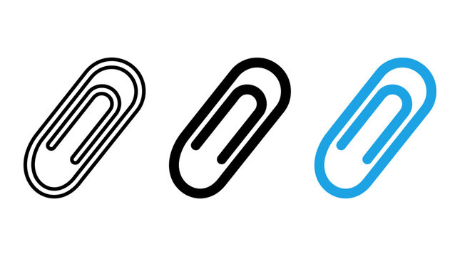 Paper clip vector design set with outline and solid icons illustration