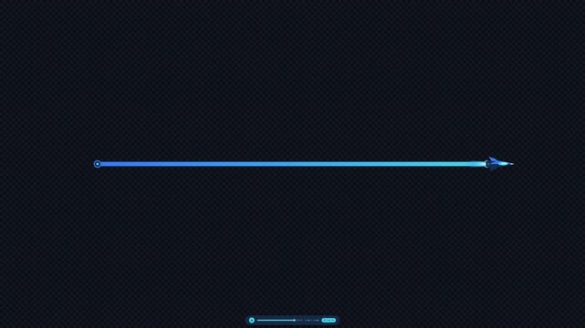 A sleek geometric flat vector mini spaceship acts as a progress bar header, driving a horizontal loader fill from 0 to 100 percent in a clean 6-second single pass. Designed as a transparent overlay fo