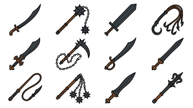 Collection of Fantasy Weapons Isolated