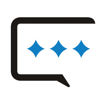 Chat bubble talk with Artificial intelligence star logo,  AI magic sparkle stars, chat with AI application, artificial intelligence. Logo design illustration vector.