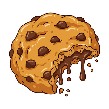 Fresh chocolate chip cookie with melting warm chocolate center Vector