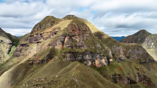 Codo de los Andes Dramatic Mountain Ridges and Deep Valleys near Samaipata, Bolivia. Time Lapse. Establishing Shot. Aerial View.