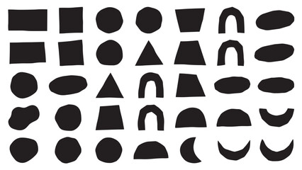 Organic cut paper shape set with ovals, arches, half circles and crescents. Modern abstract silhouettes for boho posters, branding and wall art. Vector geometric cutouts for creative design © Abdul