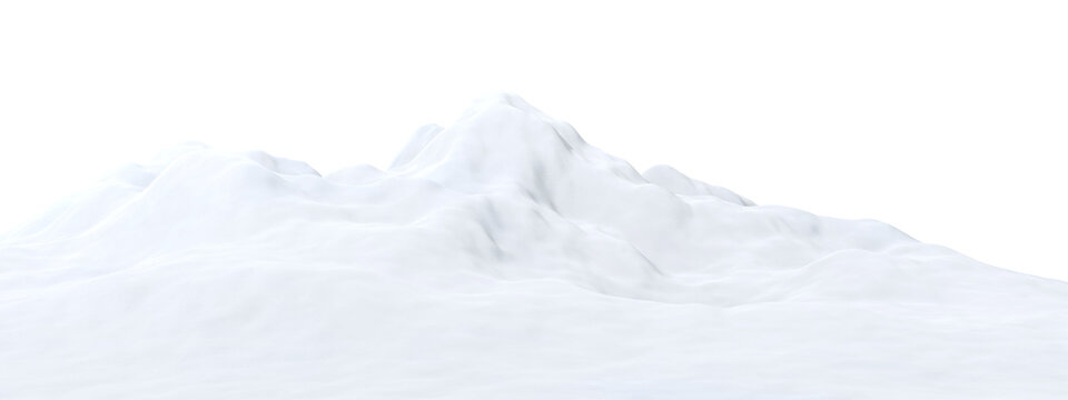 White snow mountain mound winter landscape cutout backgrounds 3d rendering png
