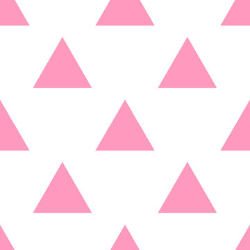 Seamless pattern of solid triangles, geometric background, pink