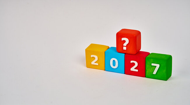 2027 number blocks and question mark for future uncertainty