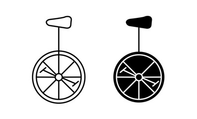 Unicycle icon flat outline in black © Vince
