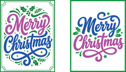 Festive and colorful merry christmas vector designs for holiday greetings and celebrations © Sajminnahar