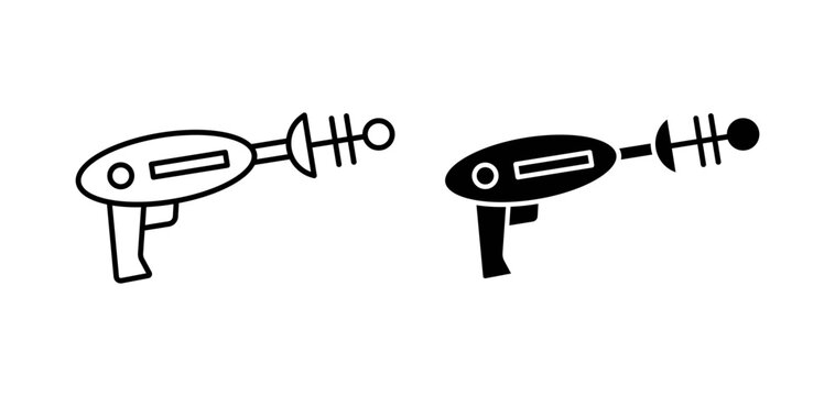 Space gun icon flat outline in black