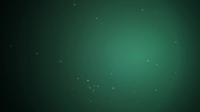 Abstract motion background featuring soft glowing particles floating on a deep green gradient. Professional b-roll clip for cinematic visual effects and digital media design.