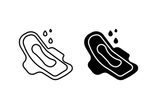Sanitary pad icon flat outline in black