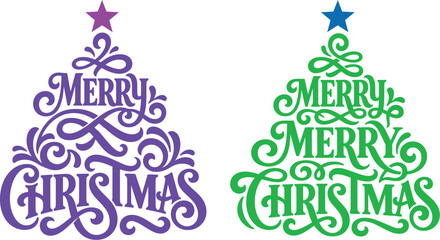 Festive and colorful christmas tree typography designs for holiday greetings and seasonal celebrations © Sajminnahar