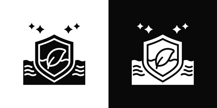 Ocean Conservation Icon White And Black Background Style