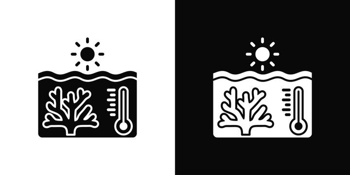 Coral Bleaching Icon White And Black Background Style