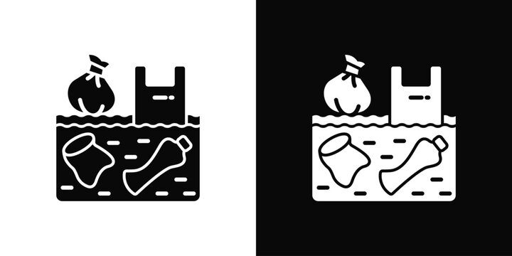 Marine Debris Icon White And Black Background Style