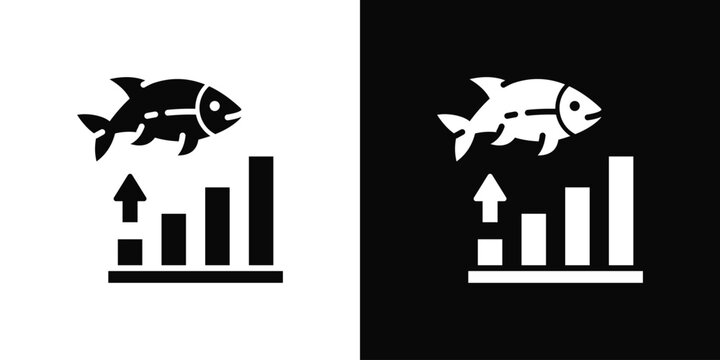 Fish Population Icon White And Black Background Style