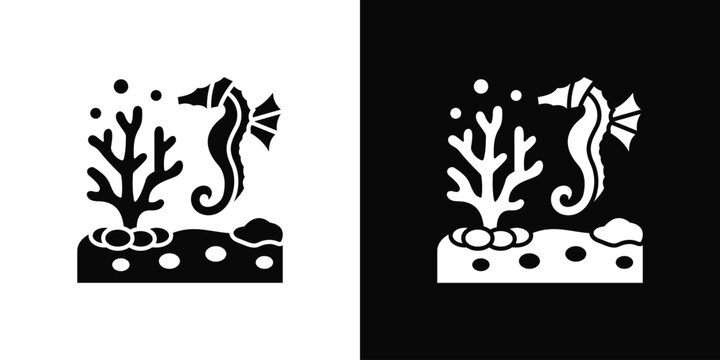 Marine Wildlife Icon White And Black Background Style