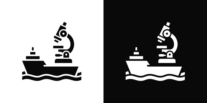 Marine Research Icon White And Black Background Style