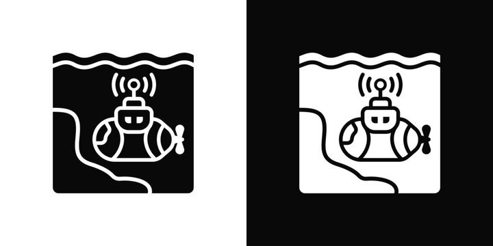 Ocean Exploration Icon White And Black Background Style