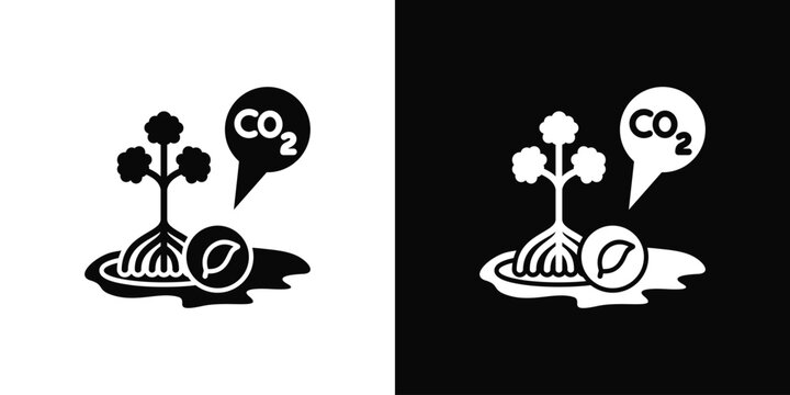 Blue Carbon Icon White And Black Background Style