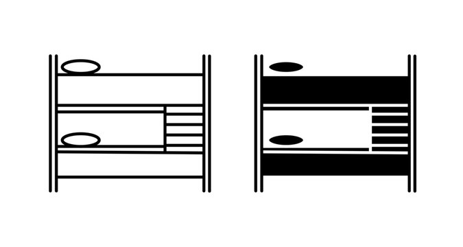 Bunk bed icon flat outline in black