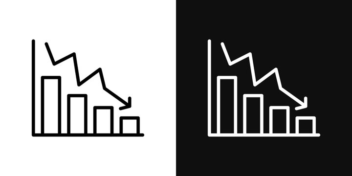 Reduction chart icon flat outline in black
