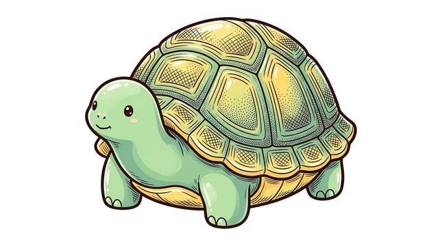 Tortoise turtle reptile animal in cute wildlife shell of green nature cartoon character chelonian slow