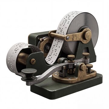 Veteran day vektor antique telegraph machine with paper tape