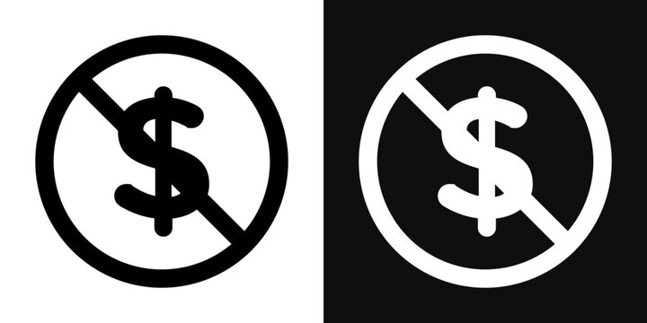 Free of charge icon flat outline in black
