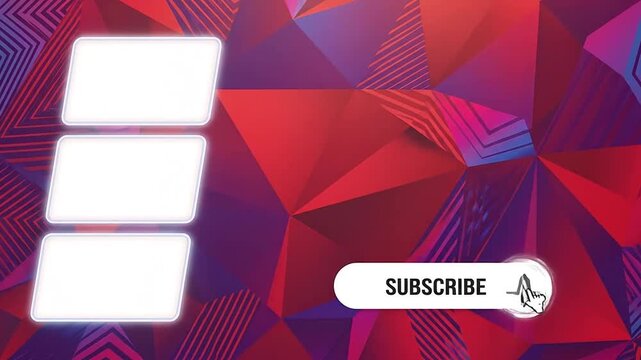 Abstract red geometric background with social media subscribe buttons