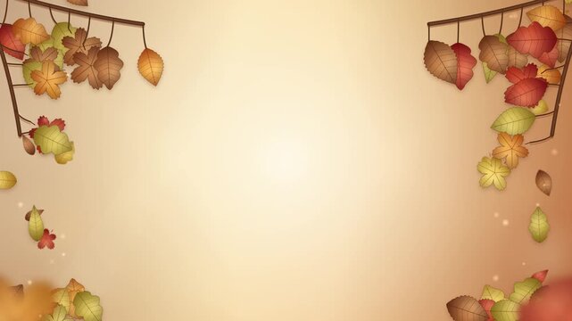 Autumn Leaves Along Top Edge with Open Copy Space Video Background Animation