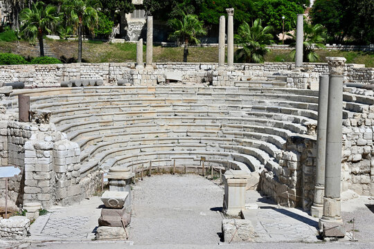 Ancient Roman Theater in Alexandria, Egypt, Full Shot